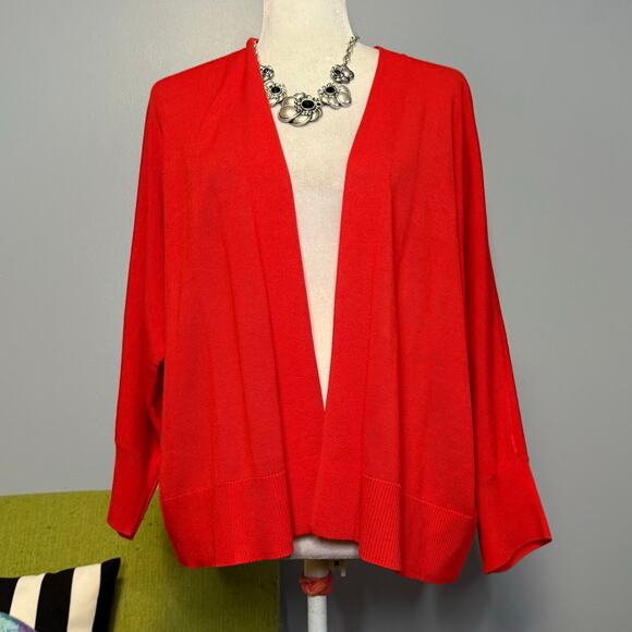 LOFT Red Knit Open Cardigan Sweater NEW XL - Picture 1 of 6